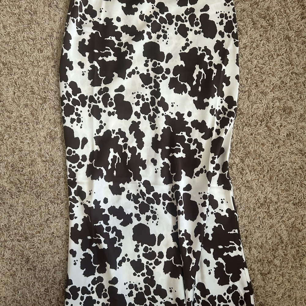 Cowprint Brown and White Floral Skirt